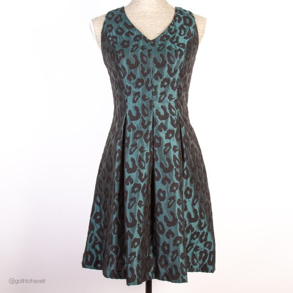 Maggy London Teal Leopard Print Dress - Picture 2 of 11
